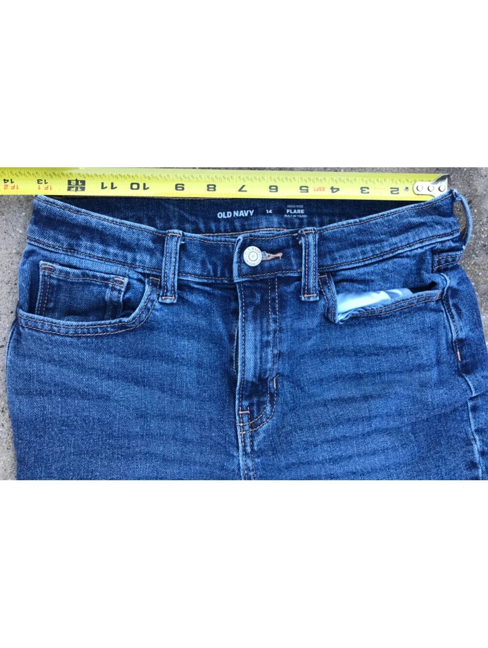 Juniors OLD NAVY Hi Rise Retro Flare Jeans 14 Blue Denim Lite Thigh Fade 26